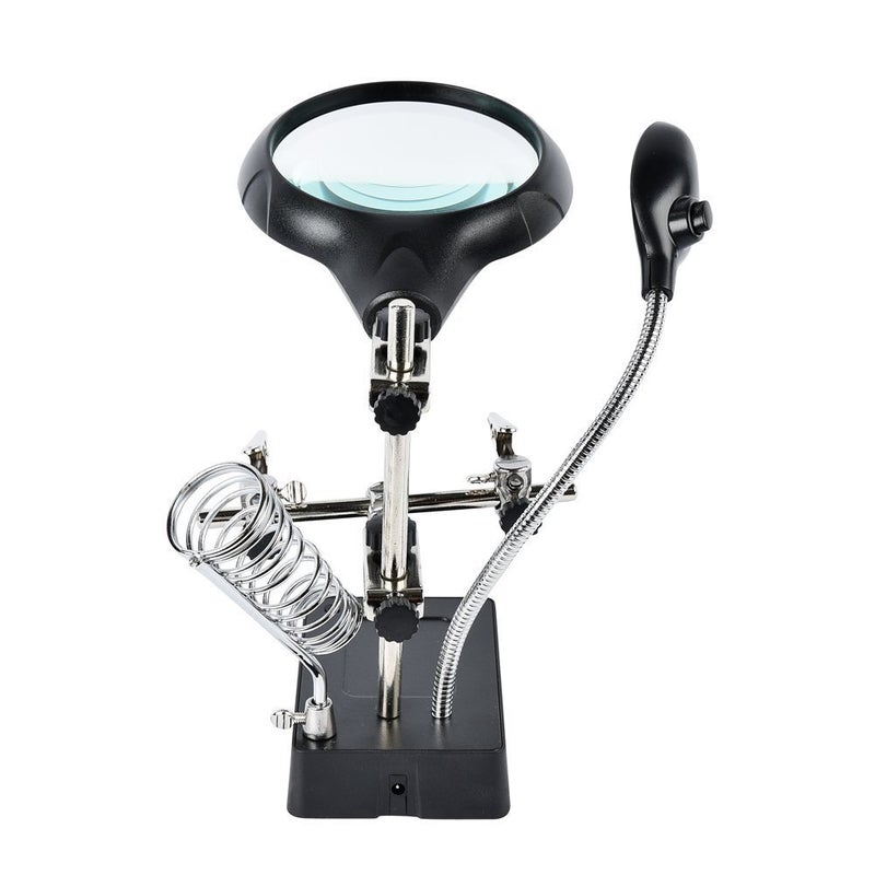 Dandelion 2.5X 7.5X 10X LED Light Magnifier Soldering Station,Magnifying Desk Lamp Helping Hand Repair Clamp Alligator Auxiliary Clip Stand Desktop Magnify Glass for Painting Miniature,Jewelry Pieces - Image 5